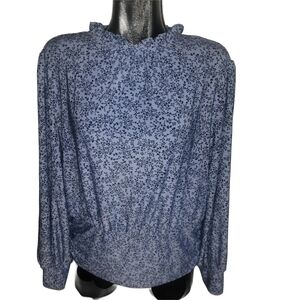 Suzy Shier Blue Ditsy Floral Top XXL